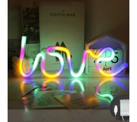 Настенный LED декор "Неоновая надпись LOVE", цветная