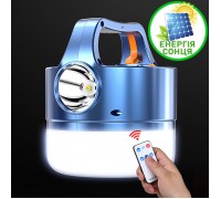Фонарь на солнечной батарее + Power Bank, пульт ДУ, объемный и фронтальный свет, 5 режимов, + зарядка USB