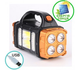 Фонарь, пауэр-банк, на солнечной батарее + зарядка USB, HB-2678
