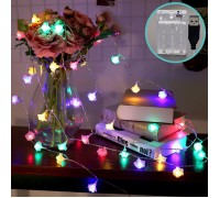 Гирлянда "Розочки", 40 светодиодов, 6 м, цветная, батарейки / USB