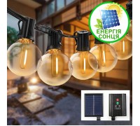 Светодиодная ретро-гирлянда LED-G40-1, на солнечной батарее, 10 ламп, 2,5 (+2)м.