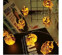 Гирлянда на Хэллоуин "Черепа коричневые", 3 м. 20 led, теплый белый, на батарейках