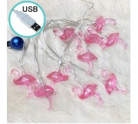 Гирлянда "Фламинго розовые", 10 светодиодов, 1,5 м, usb