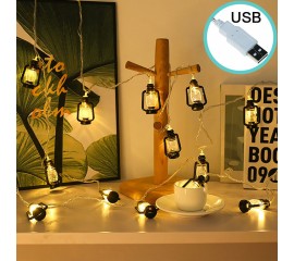 Світлодіодна гірлянда "Гасові лампи" чорна, 3 м, 20 ламп, USB (може працювати від повербанку)