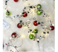 Гирлянда "Красные, зеленые шарики, звездочки" 2м, 20LED