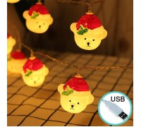 Светодиодная гирлянда "Мишка в шапочке", 20 ламп, 3 м., usb