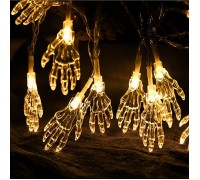 Гирлянда на Хэллоуин "Кисть скелета", 3 м. 20 led, теплый белый, на батарейках