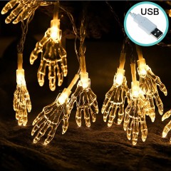 Гірлянда на Хеллоуїн "Кисть скелета", 1,5 м. 10 led, теплий білий, USB 
