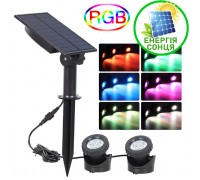 2 водонепроницаемых прожектора RGB, на солнечной батарее