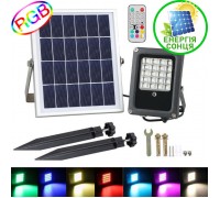 RGB прожектор с пультом ДУ на солнечных батареях - 10W