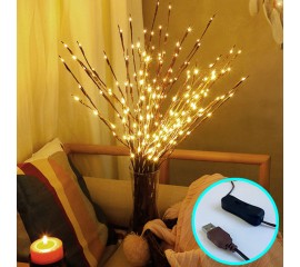 Три декоративных ветки с подсветкой - USB, 3 по 20 светодиодов, теплый белый свет