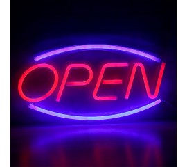 Світлодіодний декор "Неонова вивіска - OPEN", 22х45 см. 