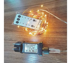 Светодиодная нить с блоком питания - 31V, 500 led, 50 м, с пультом ДУ, теплый белый