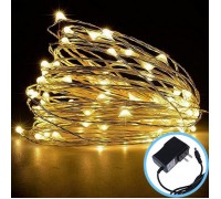 Светодиодная нить с блоком питания, 500 led, 50 м, теплый белый