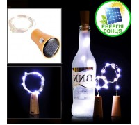 Светодиодная нить "Пробка" на солнечной батарее, 10 led, 1 м, холодный белый