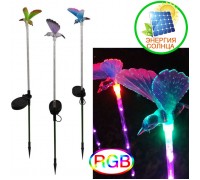 Газонный декор "Колибри с цветными крыльями" с подсветкой (6 led), цветная, на солнечной батарее