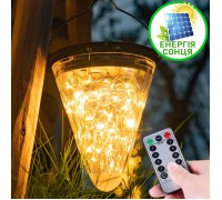 Світильник на сонячній батареї, зі світлодіодним ниткою 50LED, з пультом ДК, теплий білий 