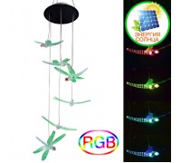 Світлодіодний декор "6 стрекоз", на сонячній батареї, RGB