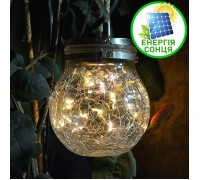Банка на сонячній батареї, з LED ниткою 30LED, теплий білий