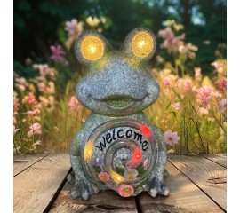 Садовая фигурка "Жабка - welcome" на солнечной батарее