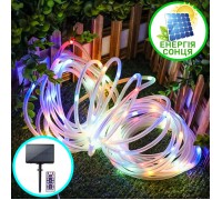 Солнечная LED нить в ПВХ трубке 300 л. 30 м. пульт ДУ, 8 режимов, цветная