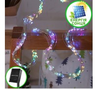 Звисають led нитки на сонячних батареях 200 led, 10 ліній по 2м, 8 режимів світіння, кольорова 