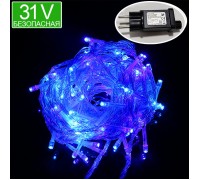 Безопасная led гирлянда "Стринг" синий, 100л. 13м. 31V