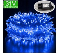 Безопасная led гирлянда "Стринг" синий, 200л. 23м. 31V