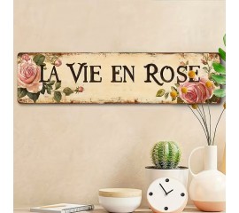 Ретро-табличка "Vie en Rose" на металле, 10х40 см, 99102