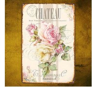 Ретро-картина з трояндами "Chateau" на металі, 20х30 см, 99106