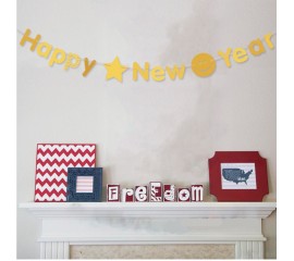 Растяжка "Happy New Year" золото