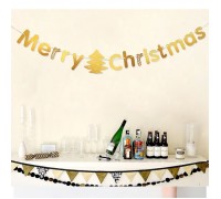 Розтяжка "Merry Christmas" золото