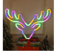 Настінний LED декор "Голова оленя", батарейки/USB, кольоровий