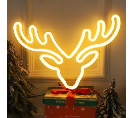 Настенный LED декор "Голова оленя", батарейки / USB, теплый белый