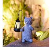 Садовая фигурка "Кот с фонариком" на солнечной батарее