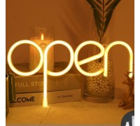  Настенный LED декор "Open", батарейки/USB, теплый белый