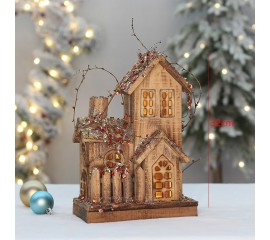 Деревянный домик с подсветкой 32 см