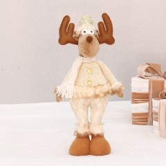 Новогодняя игрушка "Олень в бежевом" 43 см