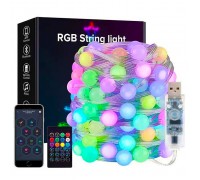 Розумна світлодіодна гірлянда з кульками RGB, 33 л, 5 м, пульт ДК, Bluetooth, USB, може працювати від пауер банку