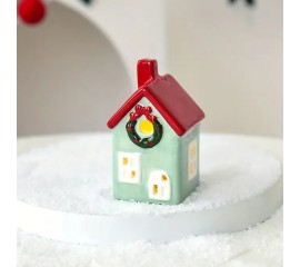 Керамічний будиночок з підсвічуванням - салатовий 8,5 см