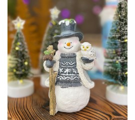 Фигурка "Снеговик с совой" 16 см