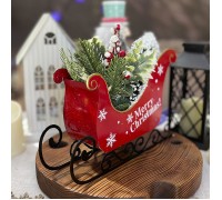 Рождественские сани с декором, 22х27 см
