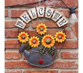 Металлический декор "Лейка с цветами, Welcome"