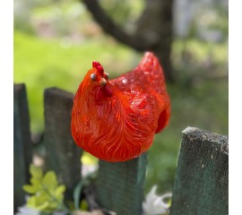 Фигурка курочка на забор — оранжевая 14 см