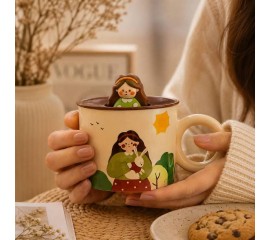 Чашка с крышкой "Девочка с зайцем" 