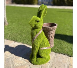 Садовая флокированная фигура "Кролик с корзинкой" 45 см