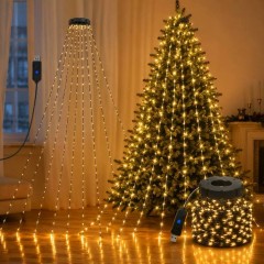 Светодиодная гирлянда с кольцом на верхушку - теплый белый, 400 led, usb 