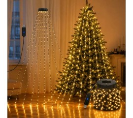Светодиодная гирлянда с кольцом на верхушку - теплый белый, 400 led, usb 