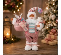 Новогодняя игрушка "Санта Клаус в розовом" 30 см