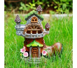 Садовая фигрка "Домик сапог" на солнечной батарее, 25 см